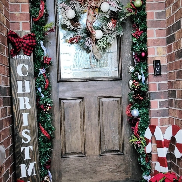 Pair of Candy cane wooden yard christmas decorations