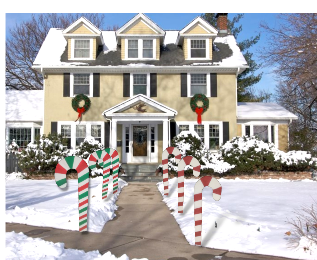 Large Glitter Christmas Candycanes- All Weather- Multidirectional