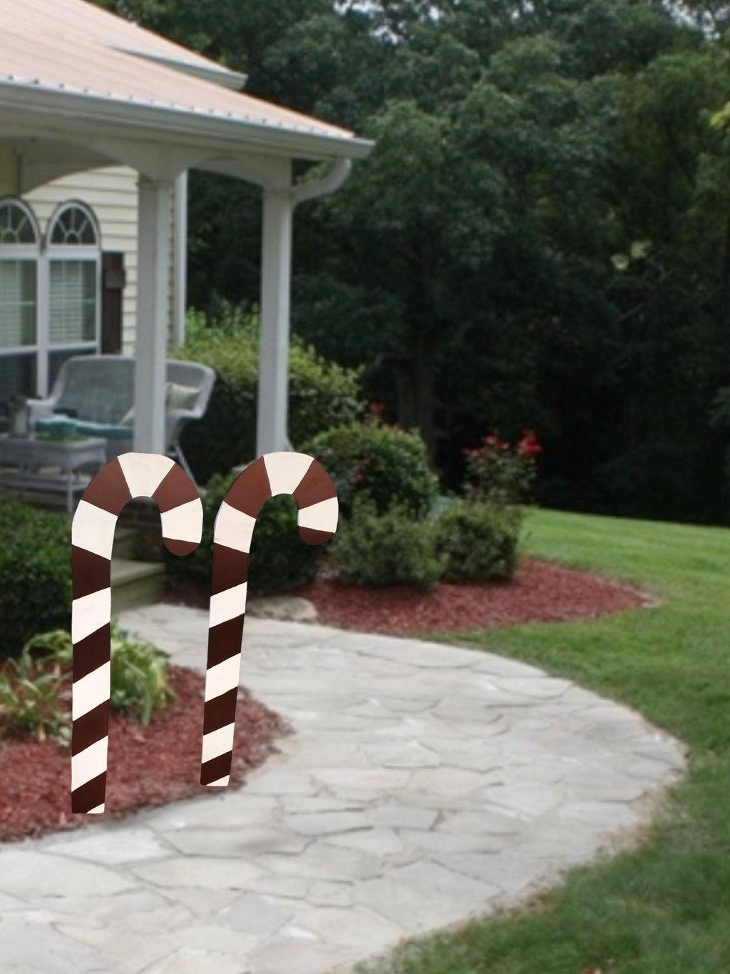 Xlarge Yard Candy Cane Wooden Christmas Candy cane Decoration -Hardware and post included ( easy setup)