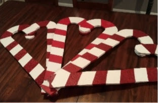Pair of Candy cane wooden yard christmas decorations