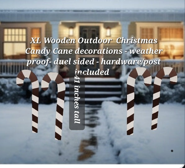 Xlarge Yard Candy Cane Wooden Christmas Candy cane Decoration -Hardware and post included ( easy setup)
