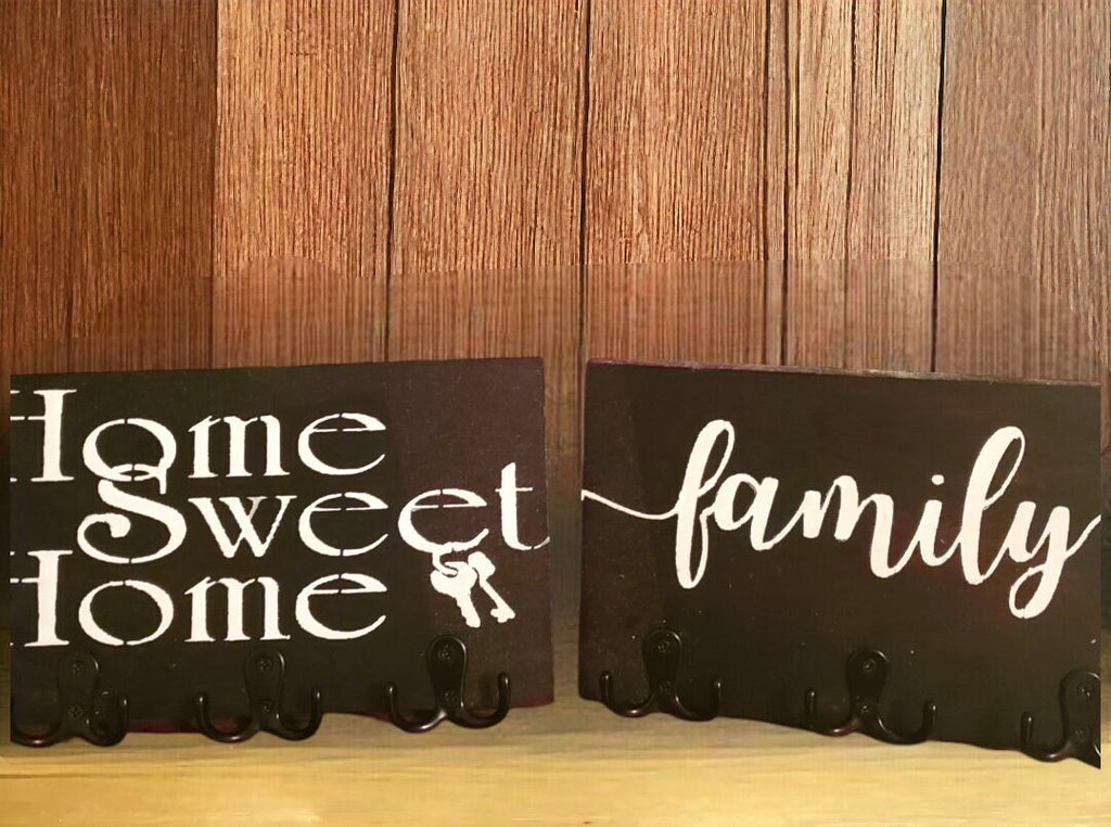 Handpainted  Key/Leash Holder with 3 Heavy Duty Double Hooks - 2 styles - hardware included -