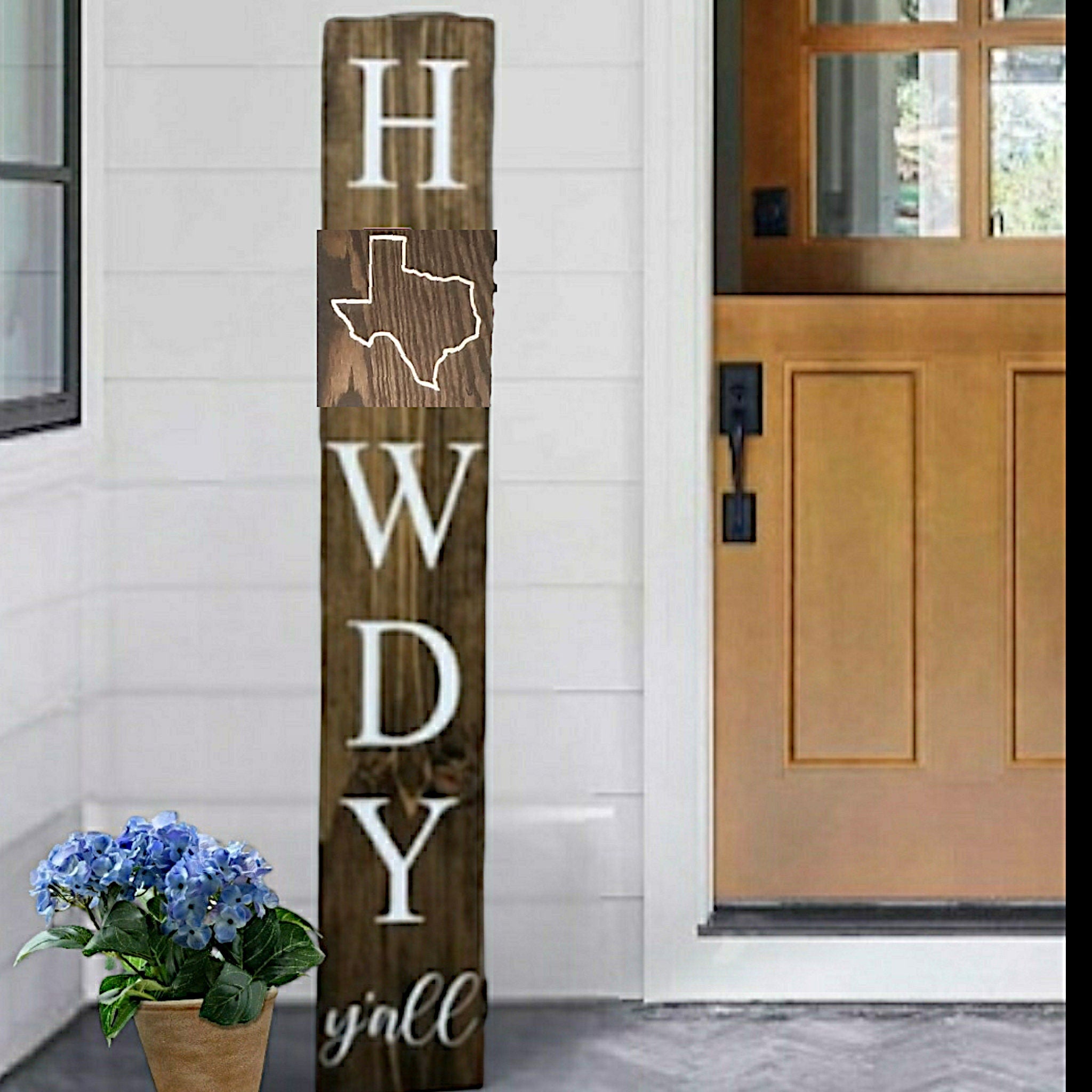 Texas "HOWDY YALL" Porch sign with Texas Outline - Weatherproof