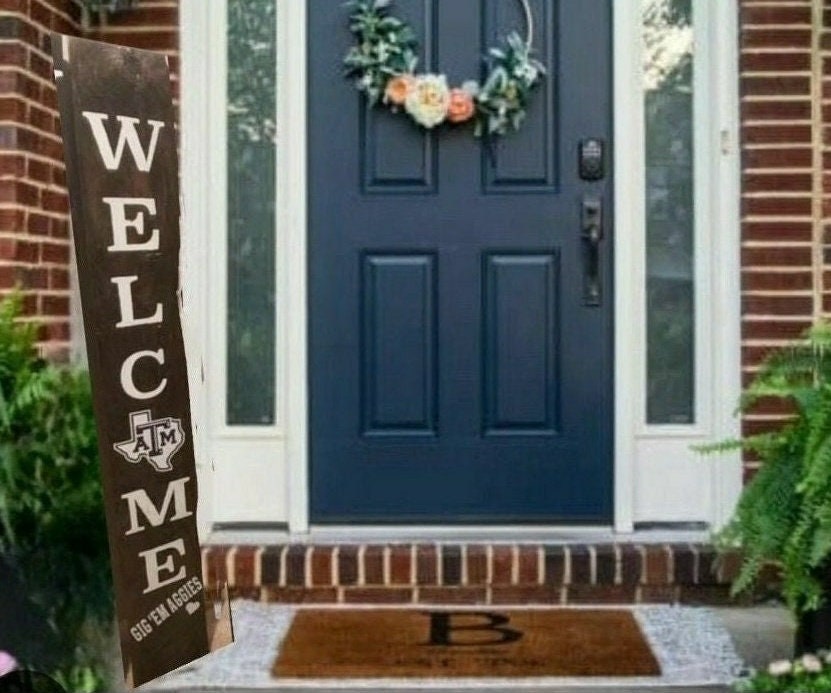 48" TEXAS A&M Porch sign with White Emblem  - Weatherproof