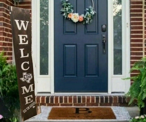 Handpainted TEXAS Aggie Welcome Porch sign with White Emblem  - Weatherproof - Heavy