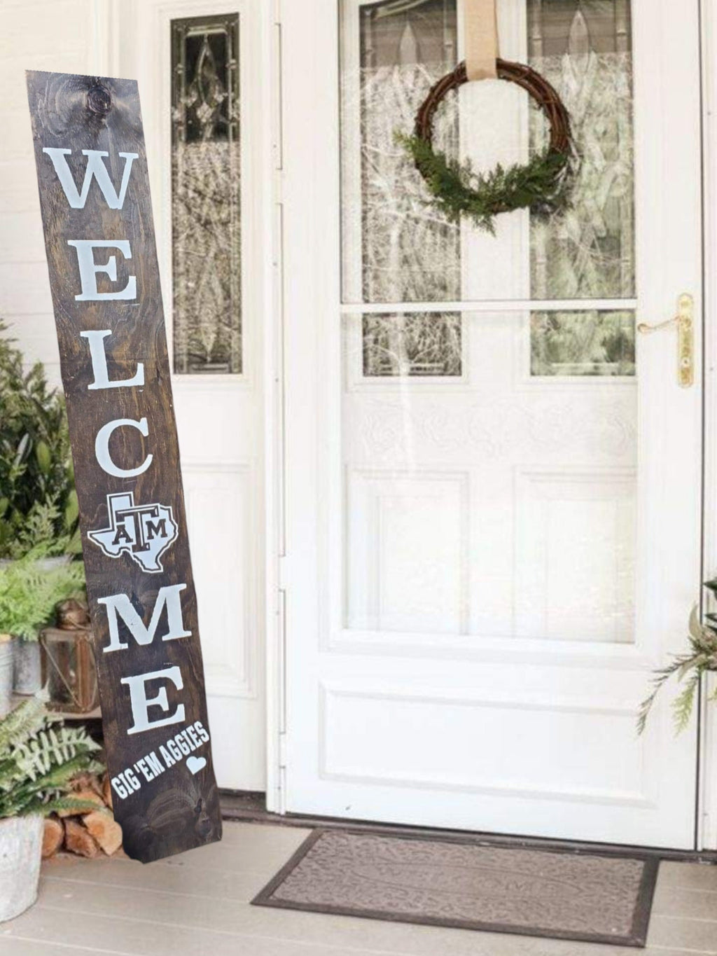 48" TEXAS A&M Porch sign with White Emblem  - Weatherproof