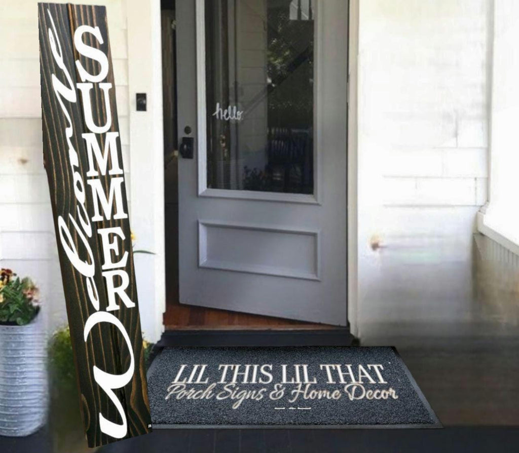 Handpainted WELCOME SUMMER Wooden Front Porch Leaner Sign - Heavy Weighted Rustic