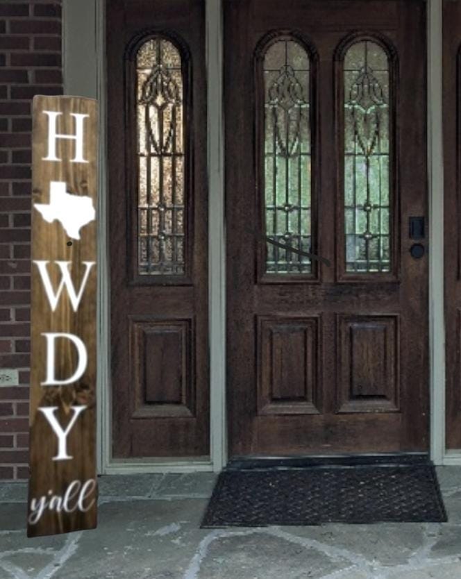 60 " Heavy Duty Texas "HOWDY YALL" Porch sign with Solid Texas Emblem  - Weatherproof- Very Heavy- well-made- sealed -