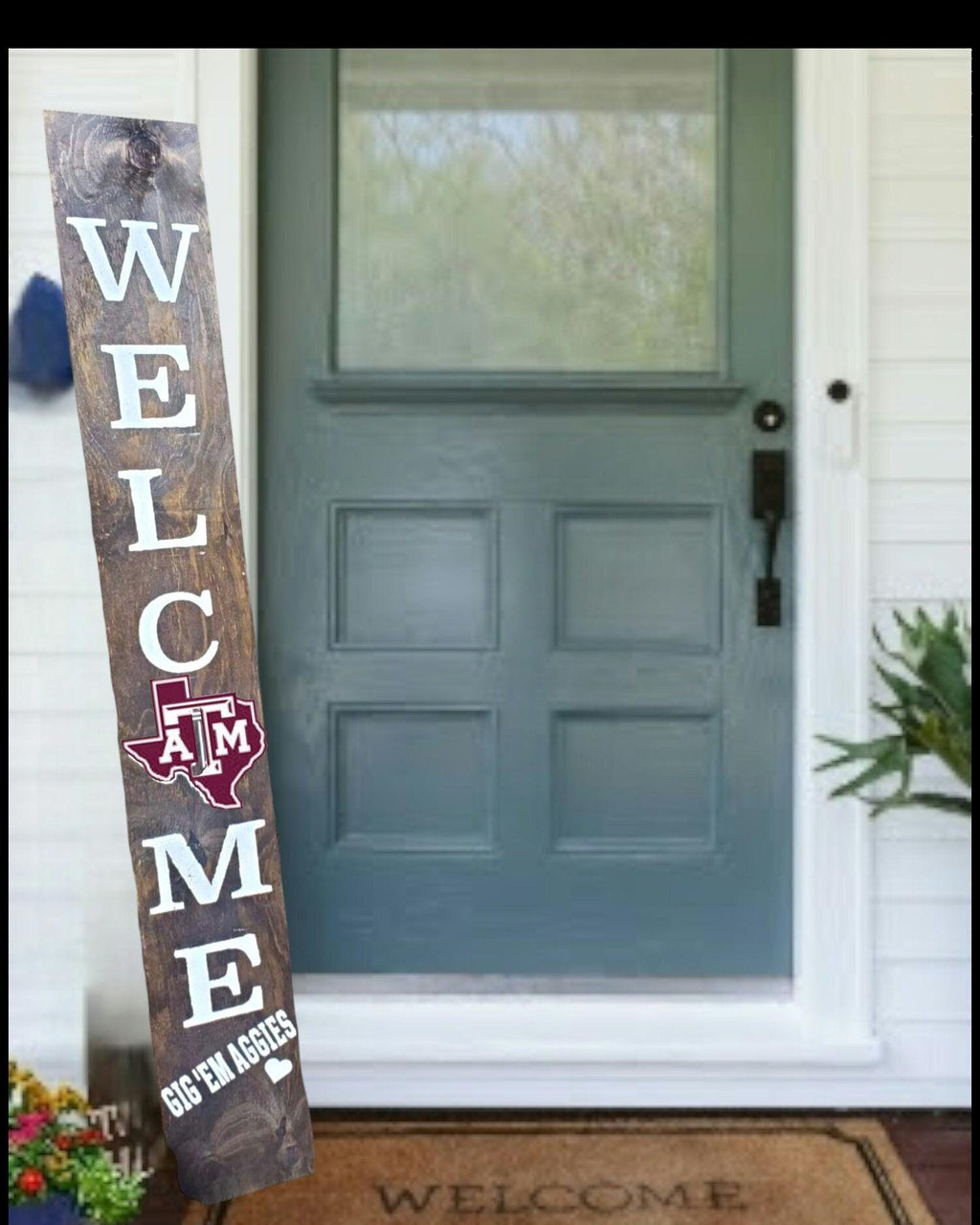 Texas A&M Welcome Sign: Burgundy Aggie Porch Leaner