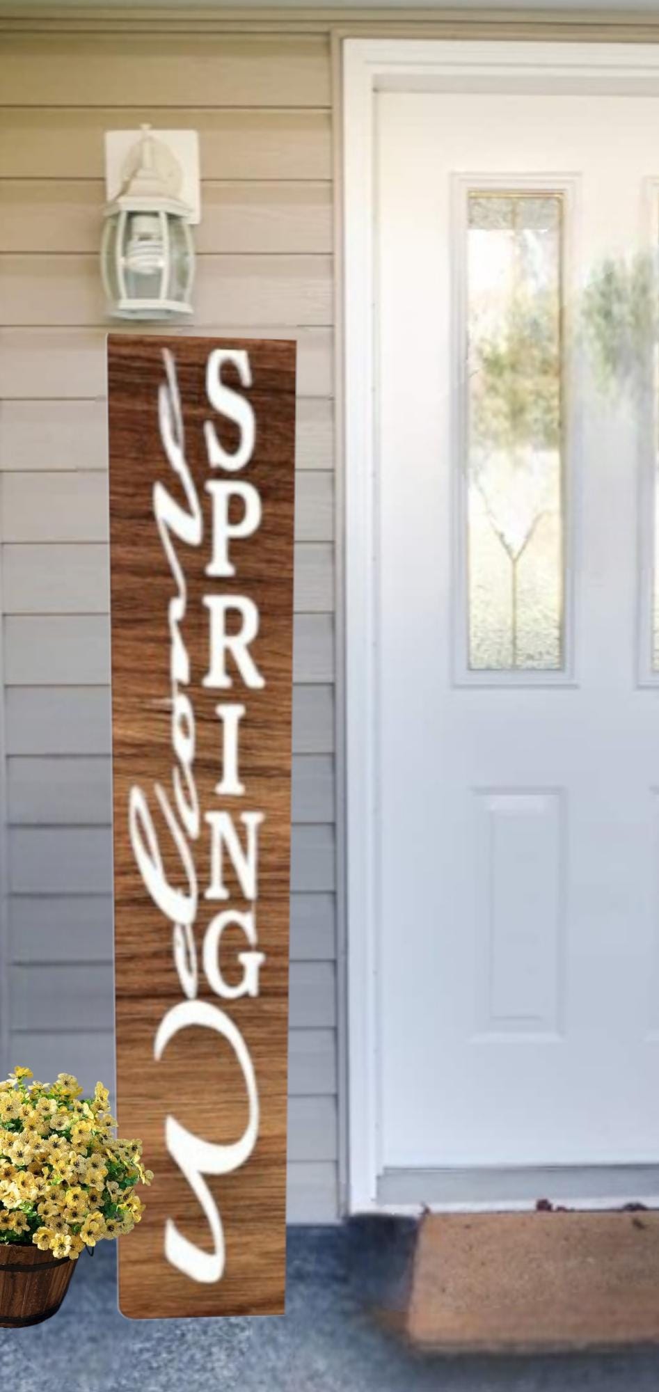 60 "inch  Welcome Spring Front  Porch Sign - Weatherproofed - Heavy - Rustic