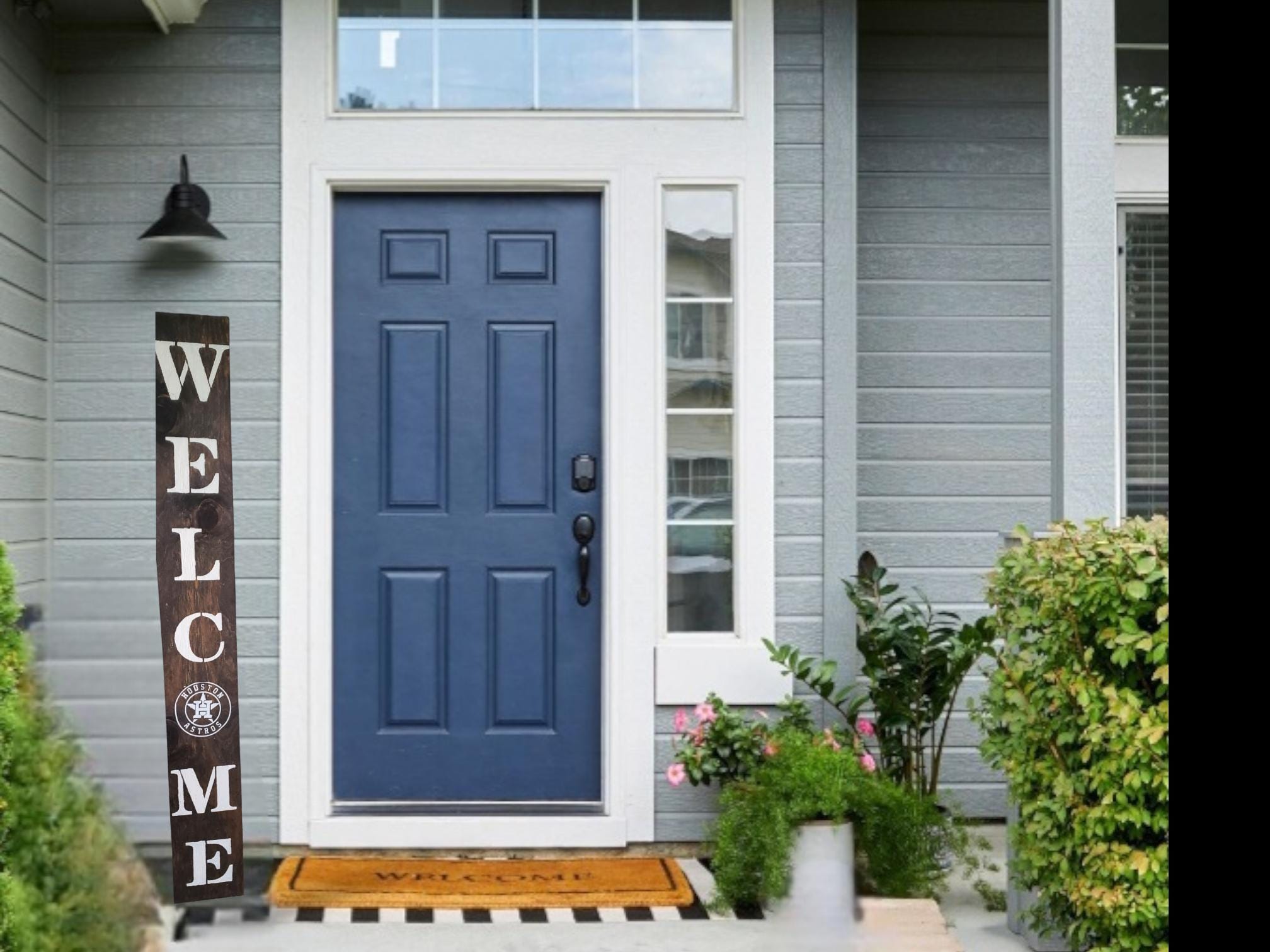 Houston Astros Baseball Team Wooden Hand painted Porch Sign: Rustic All-Weather Leaner Sign