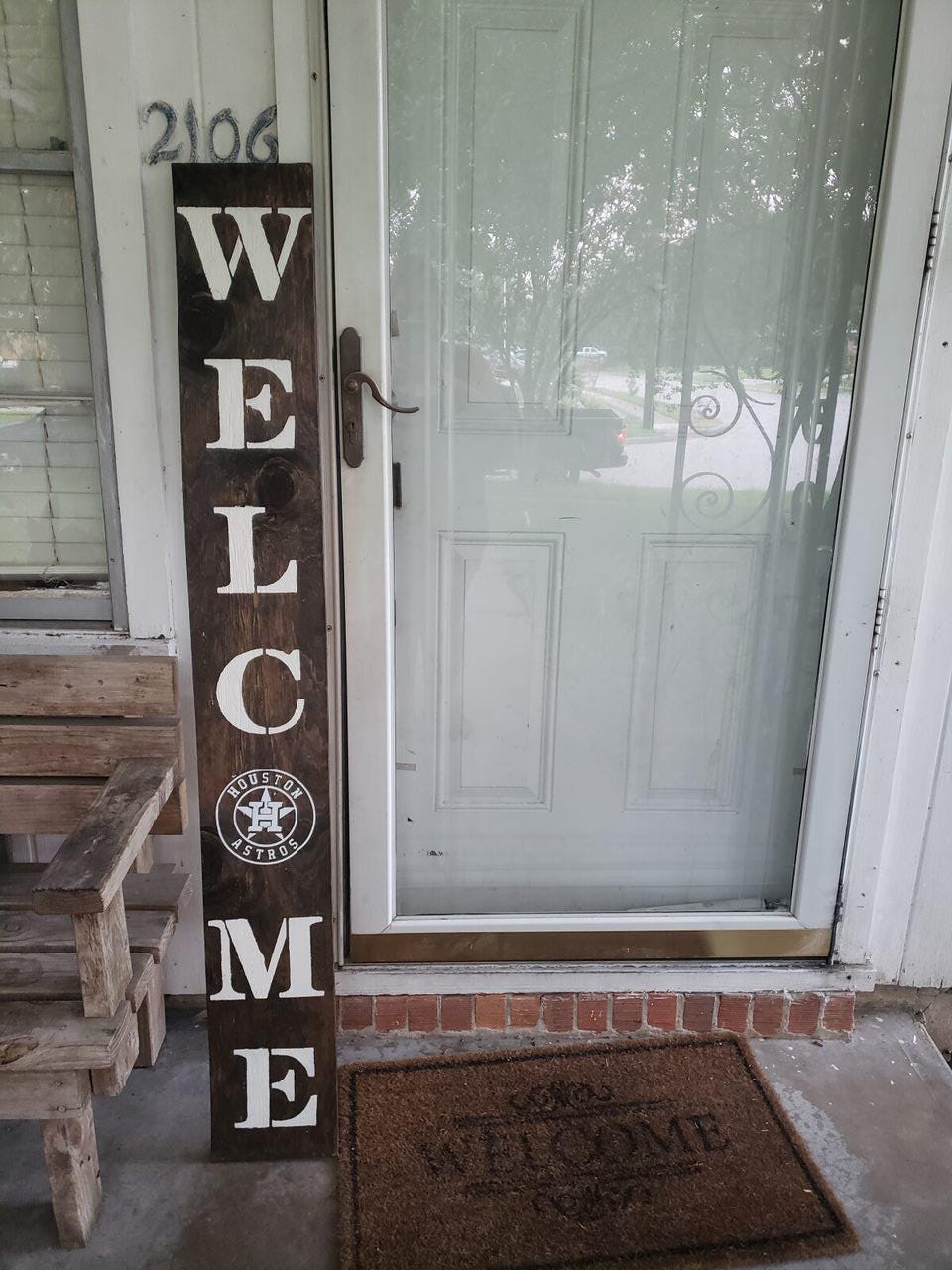 48" Heavy Duty Houston Astros  Porch sign with Solid White Texas Emblem  - Weatherproof- Very Heavy- well-made- sealed