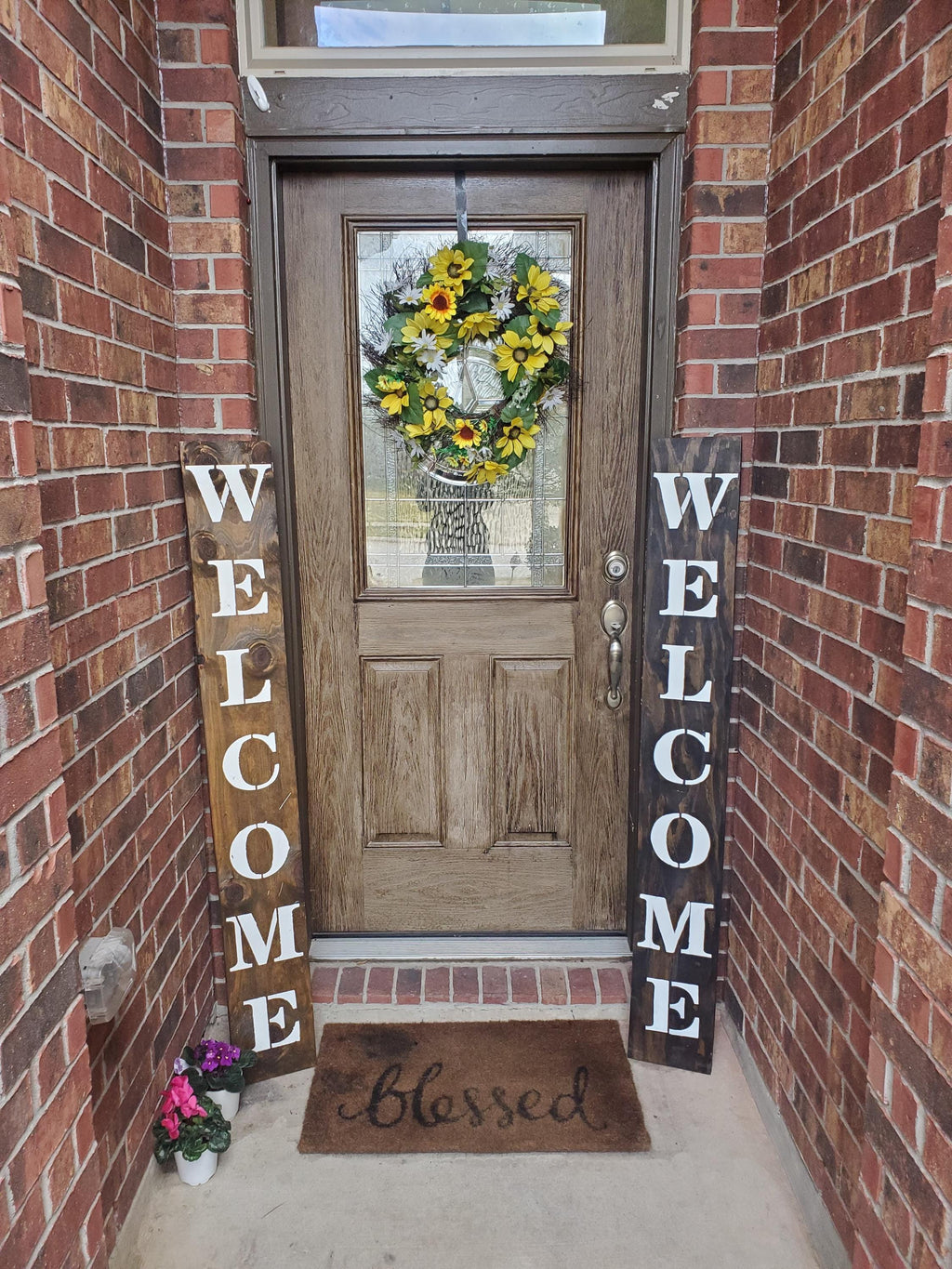 Welcome Heavy Weighted All Weather Wooden Porch Leaner Sign