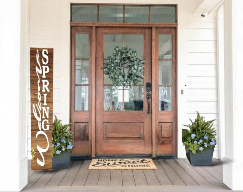Welcome Spring Front  Porch Sign - Weatherproofed - Heavy - Rustic