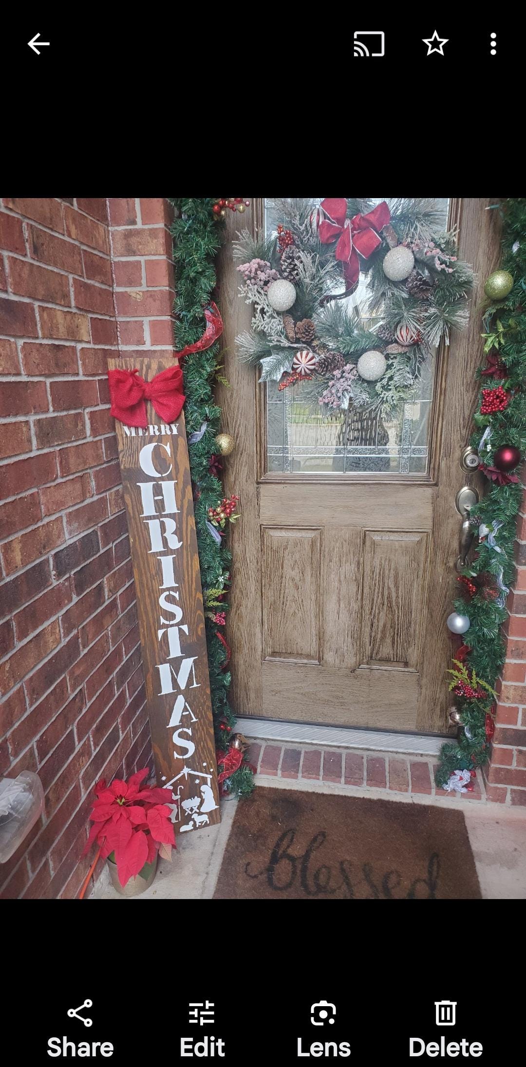 Handpainted Nativity Merry Christmas  Leaner Porch Sign with Burlap Bow- All Weather/ sealed Heavy- Rustic-