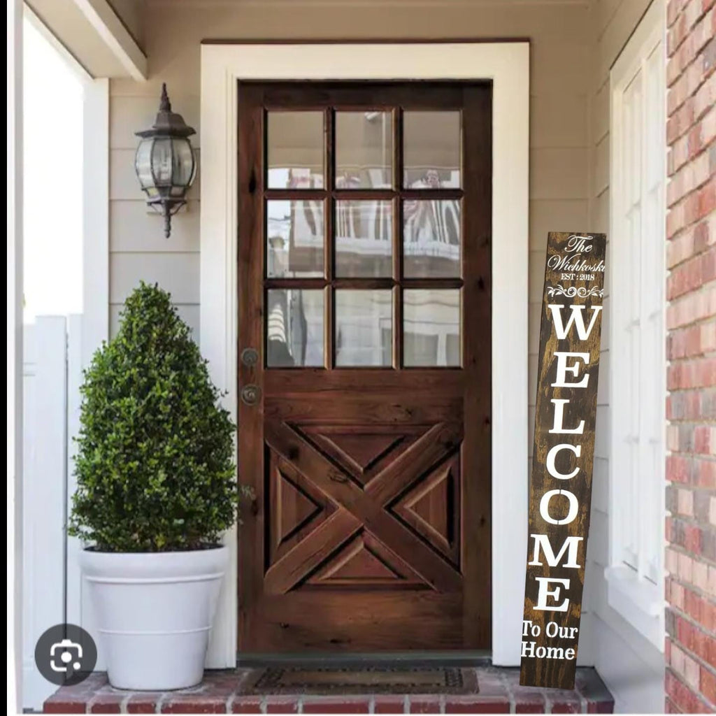 Last Name Family Name and Established Date Leaner Porch Sign - Weatherproofed Heavy- Rustic- Quality - Multiple Finishes