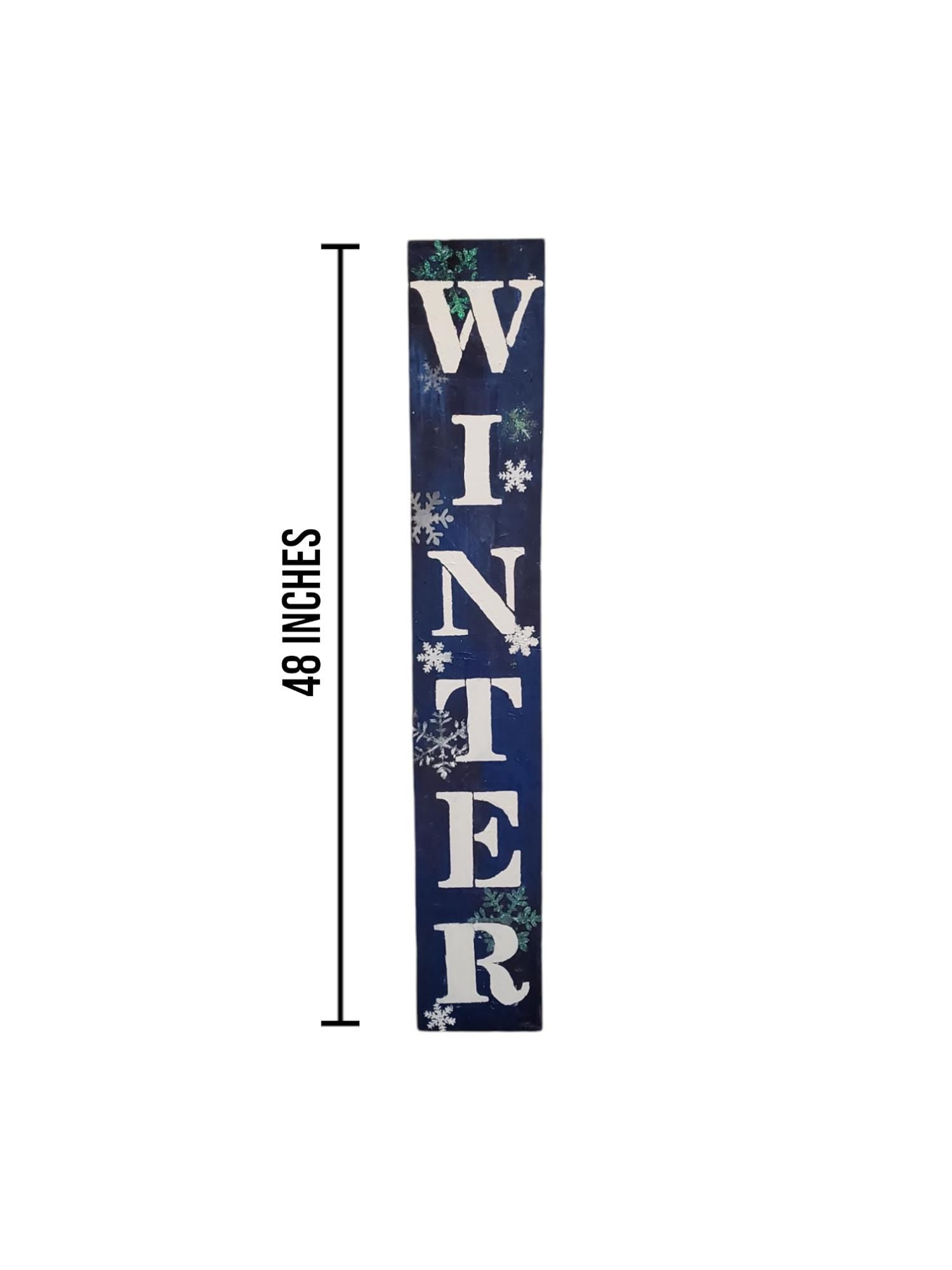 BLUE SNOWFLAKE WINTER Candycane  Christmas  Leaner Porch Sign - Weatherproofed Heavy- Rustic- Quality