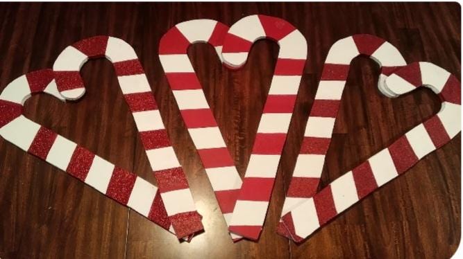 XL 41" Wooden Christmas Candy Canes - Double Sided Outdoor Yard Decor