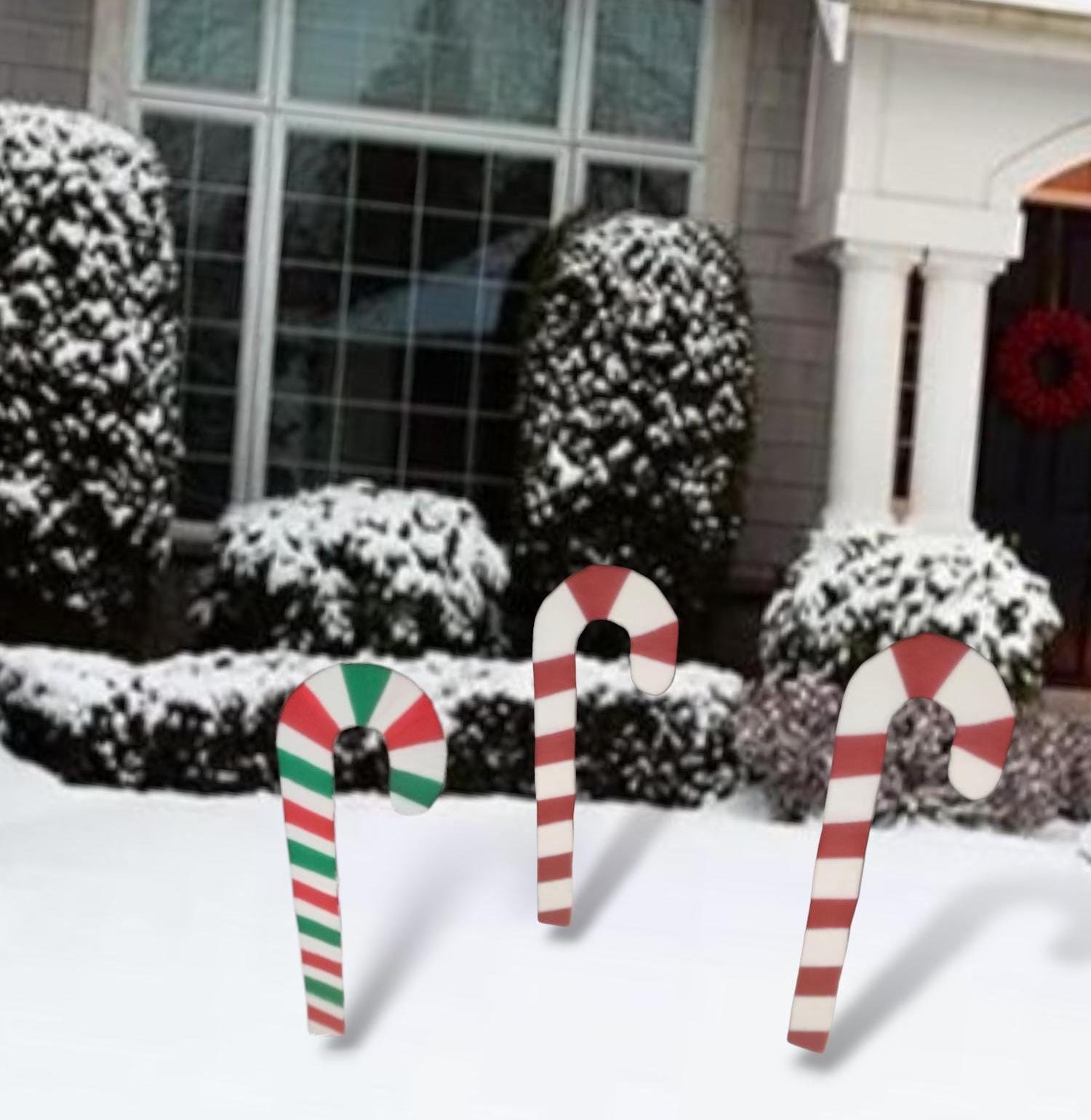 X-Large Wooden Candy Cane Yard Decoration: Multidirectional Christmas Decor