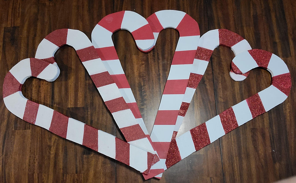 X-Large Wooden Candy Cane Yard Decoration: Multidirectional Christmas Decor