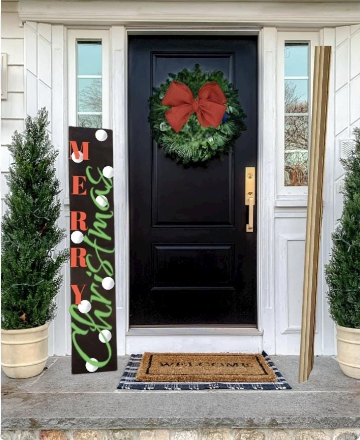 Snowball Merry Christmas Wooden Porch Sign - Rustic Holiday Decor
