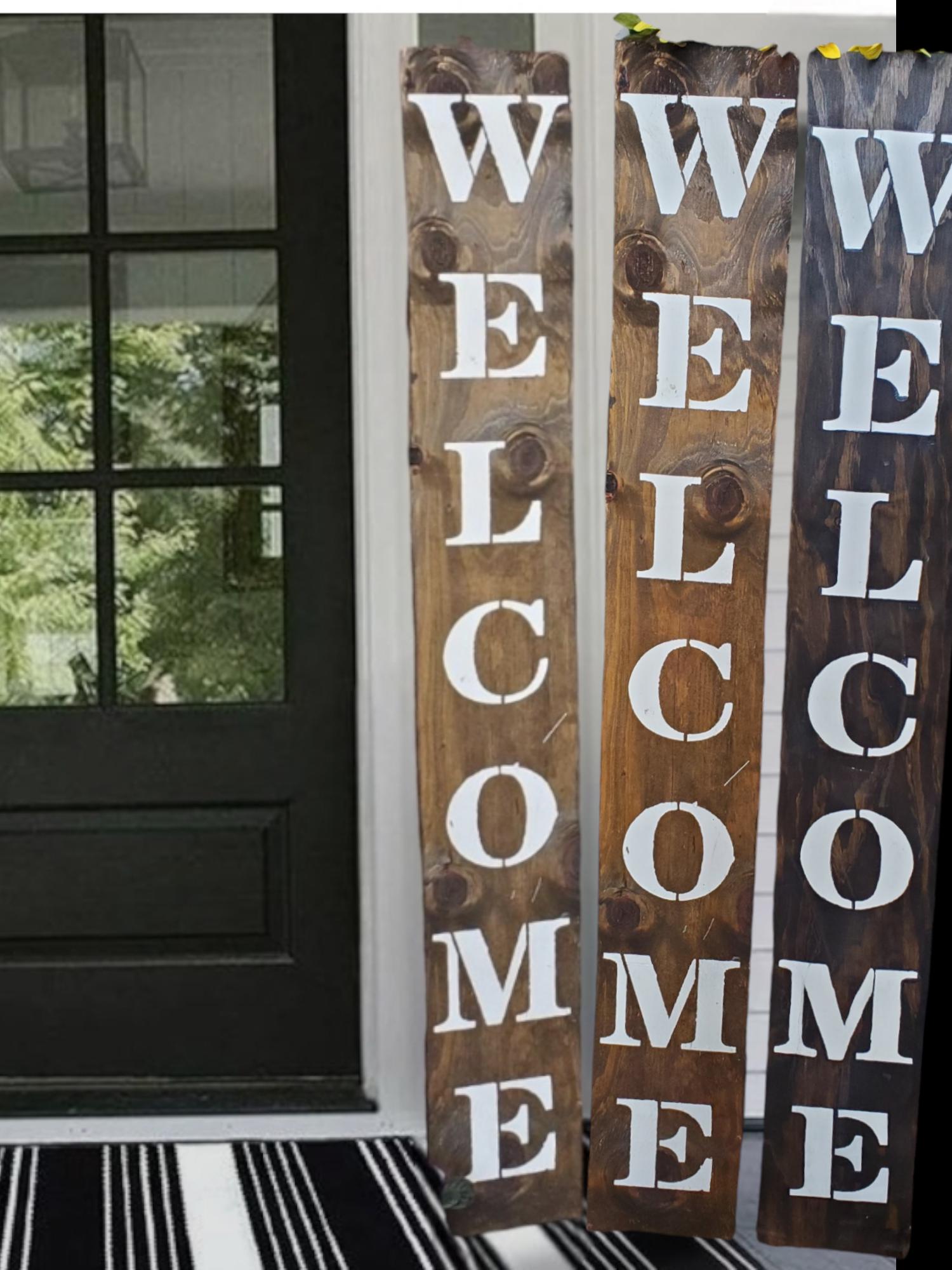 Welcome Heavy Weighted All Weather Wooden Porch Leaner Sign