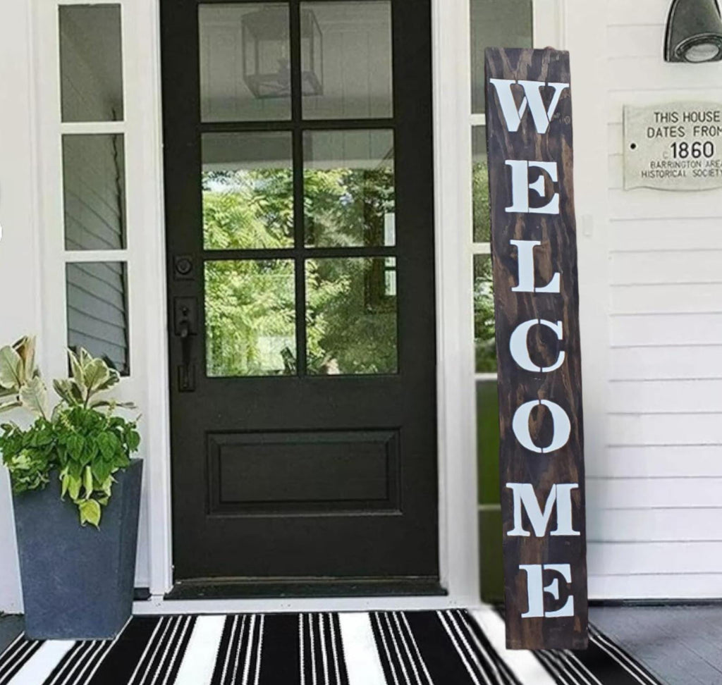 Welcome Heavy Weighted All Weather Wooden Porch Leaner Sign