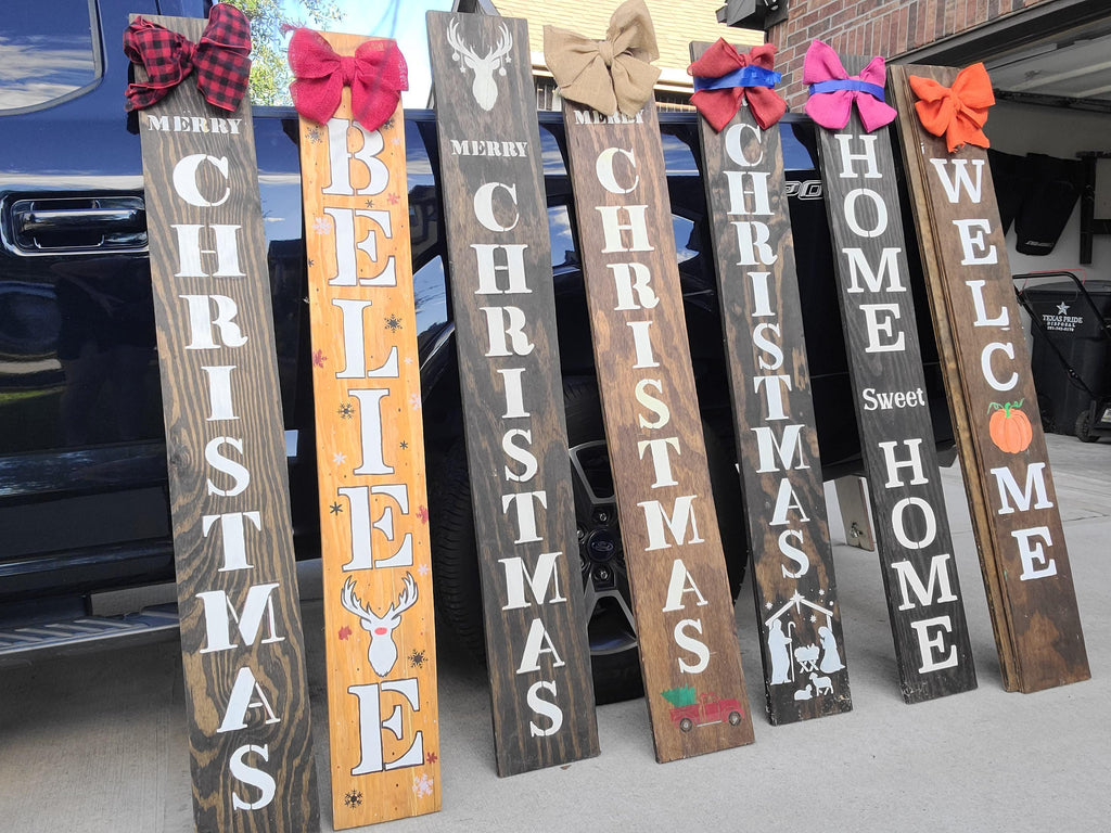 Handpainted Nativity Merry Christmas  Leaner Porch Sign with Burlap Bow- All Weather/ sealed Heavy- Rustic-