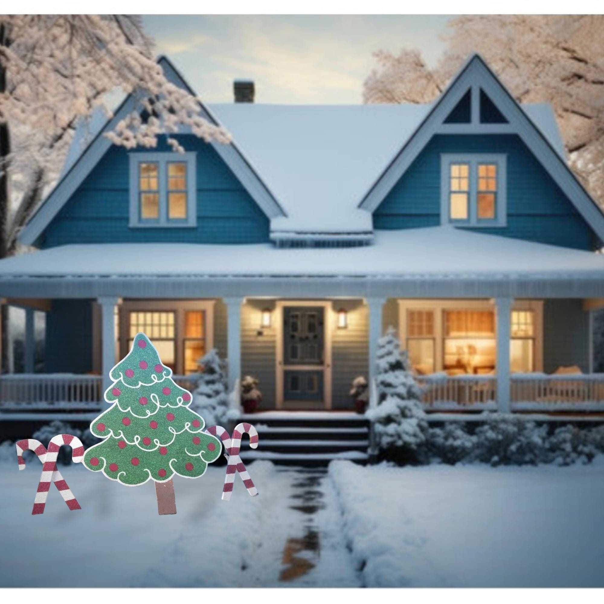 Large Yard Glitter Christmas Tree - Indoor /Outdoor- All Weather- Heavy and Rustic - Hardware incl.