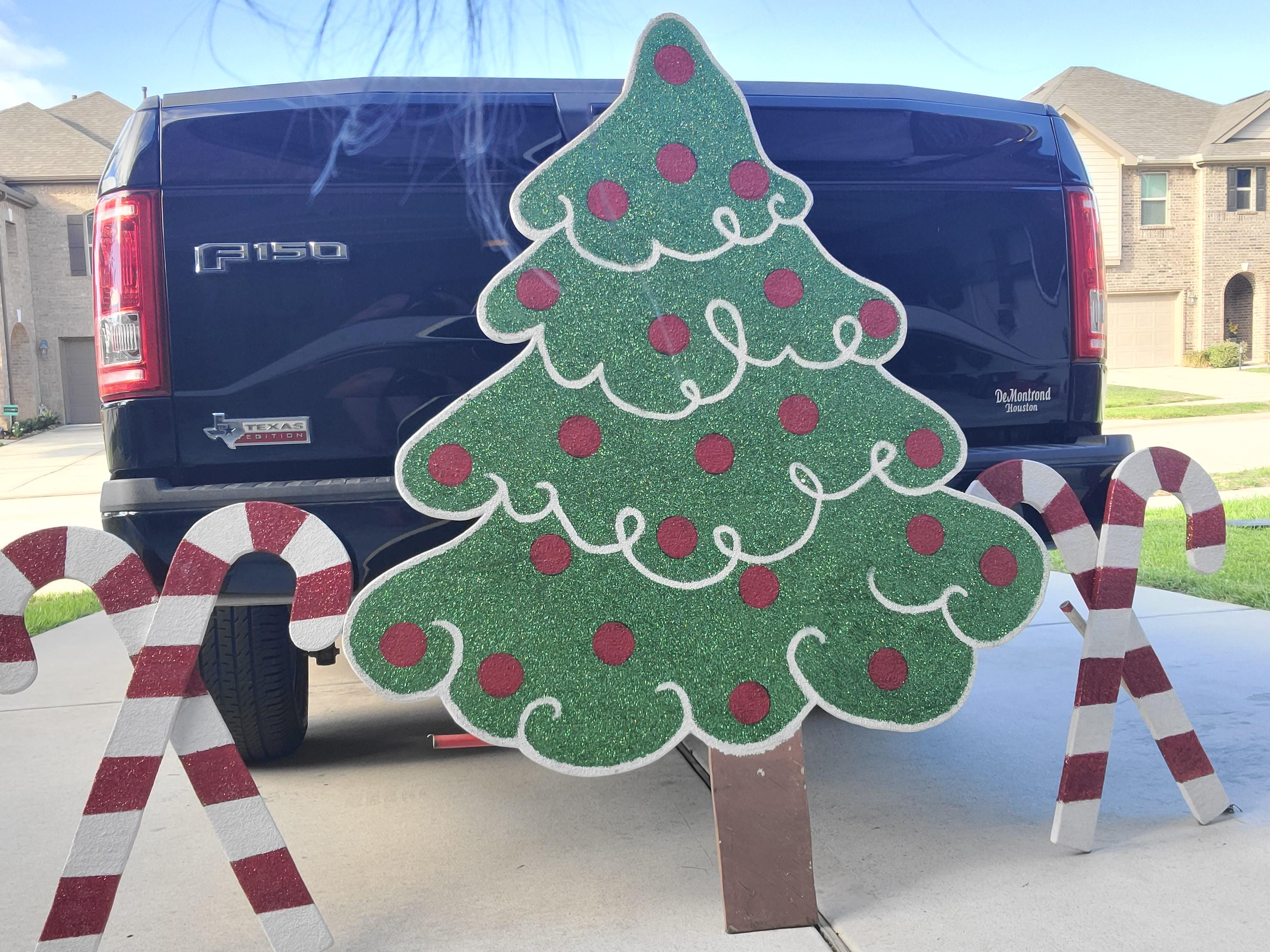 Large Yard Glitter Christmas Tree - Indoor /Outdoor- All Weather- Heavy and Rustic - Hardware incl.