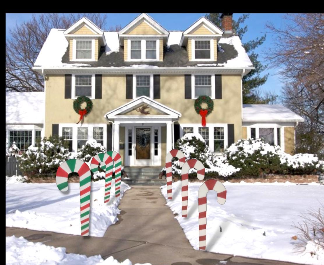 X-Large Wooden Candy Cane Yard Decoration: Multidirectional Christmas Decor