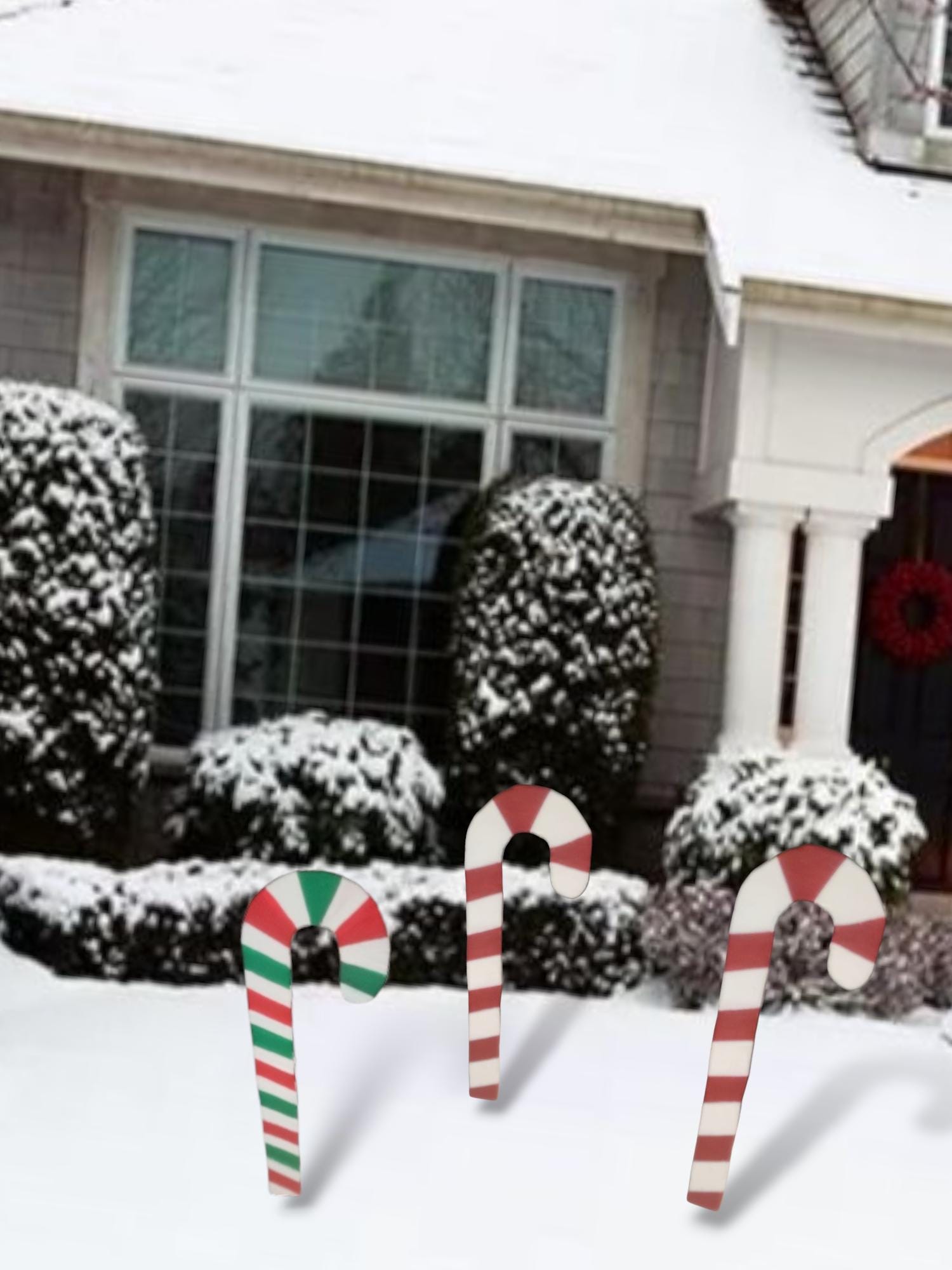 Duel Sided  All Weather   Large Yard Candy Canes - Indoor /Outdoor- All Weather- Heavy and Rustic - Hardware incl. Beautiful for the season