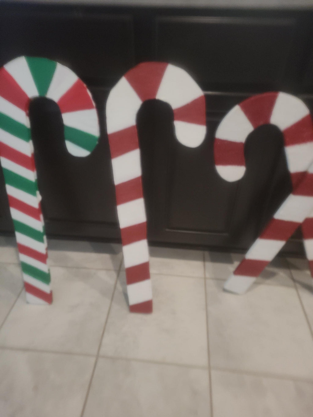 XL Christmas Candy Cane Wooden Yard Decorations-Dbl. Sided Fully Painted- Weatherproof - Hardware/Post Included