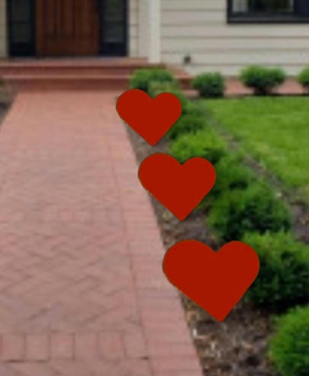 Handpainted Wooden Heart Decorations - Set of 3 All-Weather Yard Art