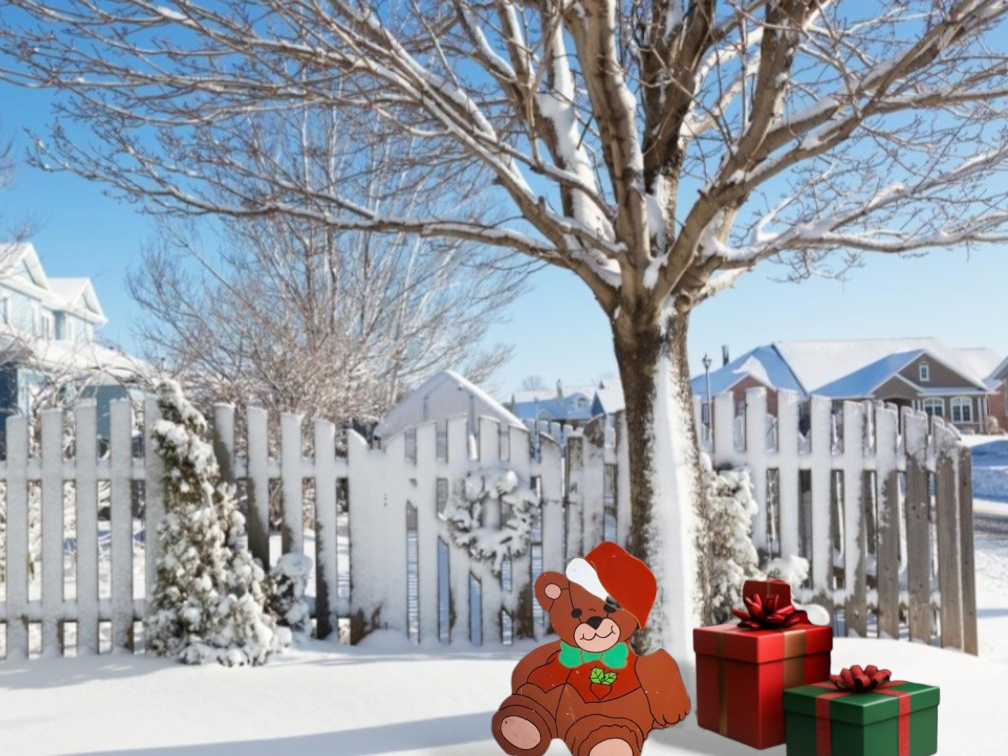 Christmas Bear Wooden Yard Cutout Christmas Decoration  - All-weather- Hardware included