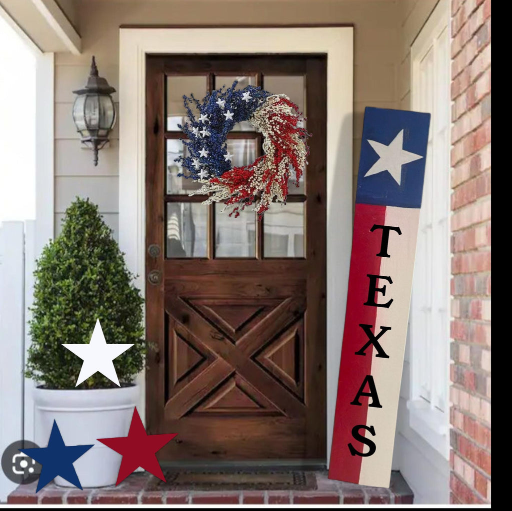Patriotic Porch Leaner Sign: Red White Blue Welcome Decor
