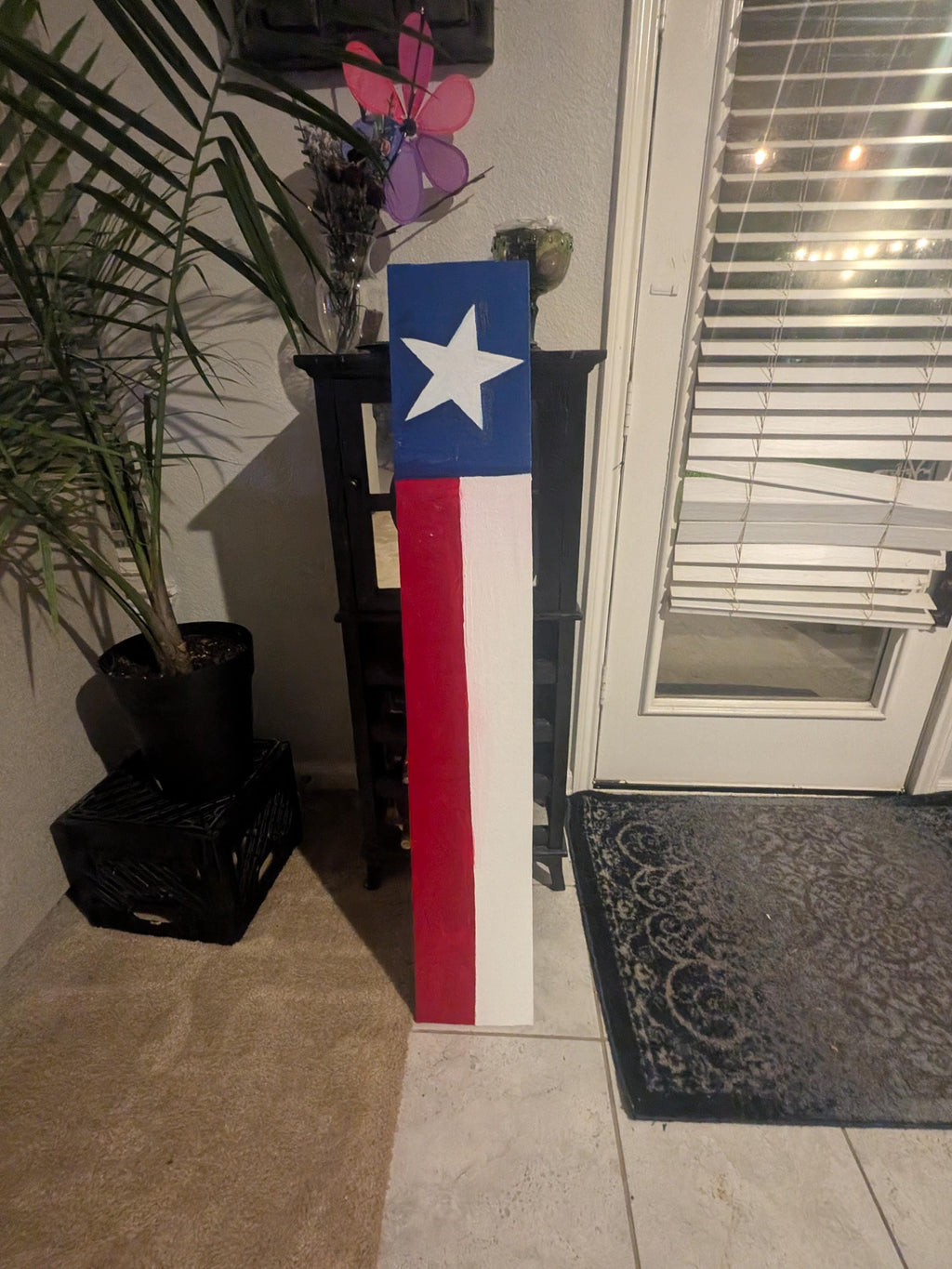 Patriotic Texas Porch Leaner: Red White Blue USA Decor