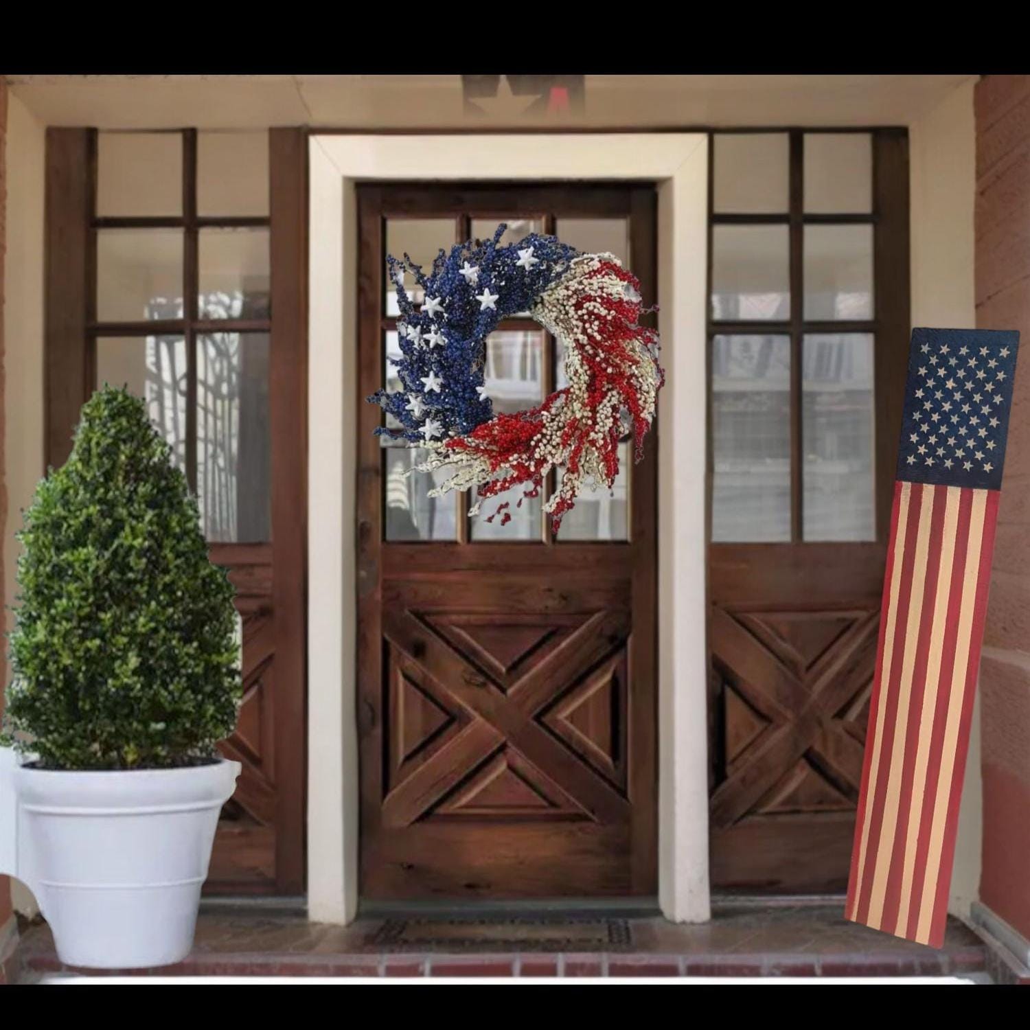 USA Flag Vertical Porch Sign: Patriotic 4th of July Decor