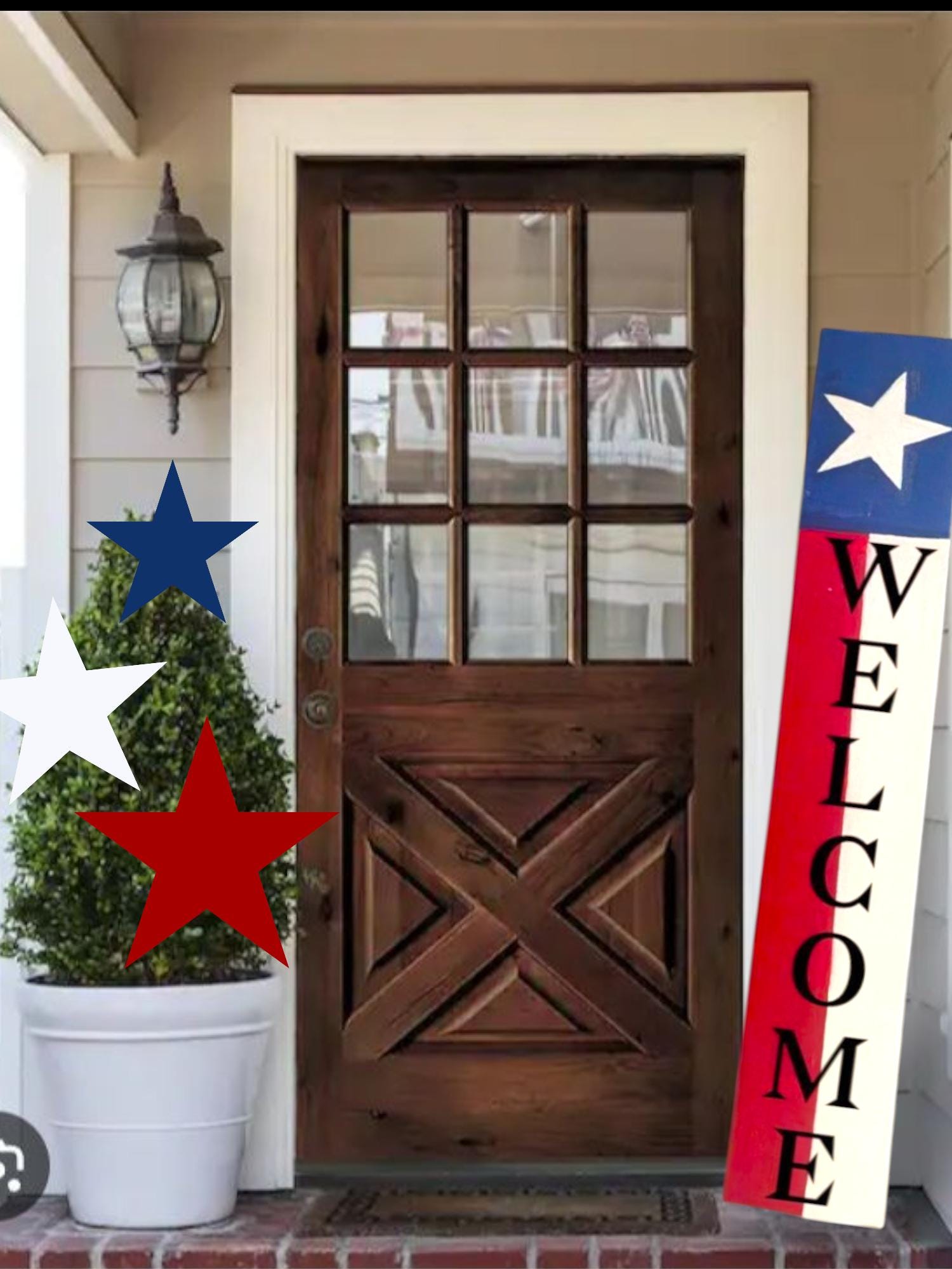 Stacked TriStar Wooden Patriotic Decor - Red, White, and Blue