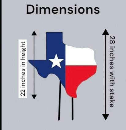 Texas Flag Wooden Yard Art: Large Texas Cutout with Stake