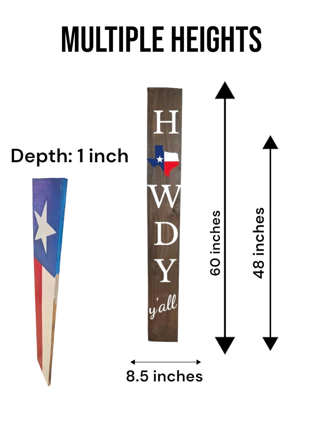 Texas Flag Porch Sign: Howdy Y'all Vertical Patriotic Decor
