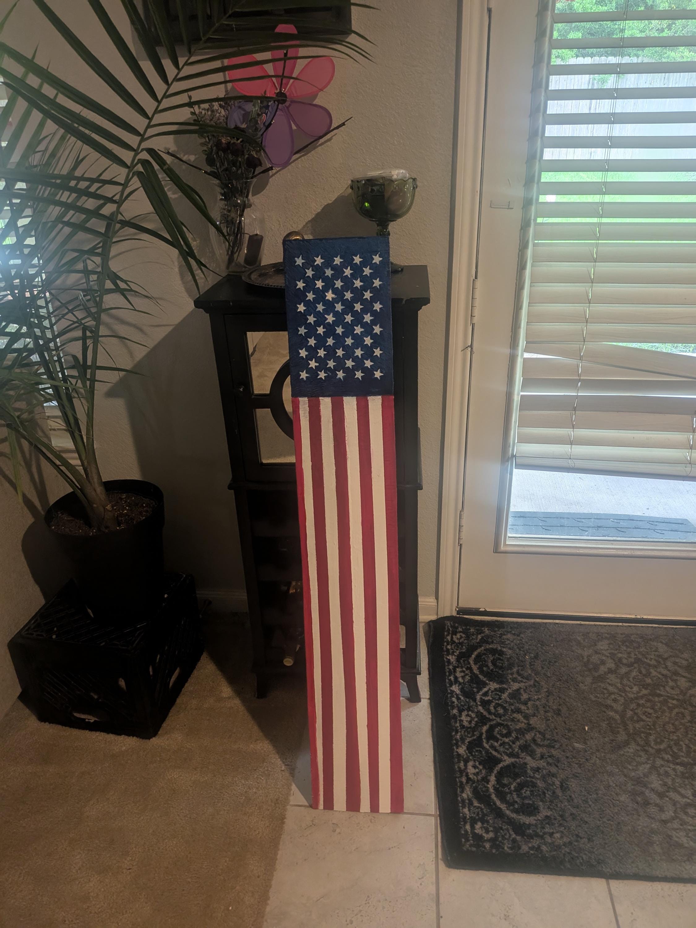 USA Flag Vertical Porch Sign: Patriotic 4th of July Decor