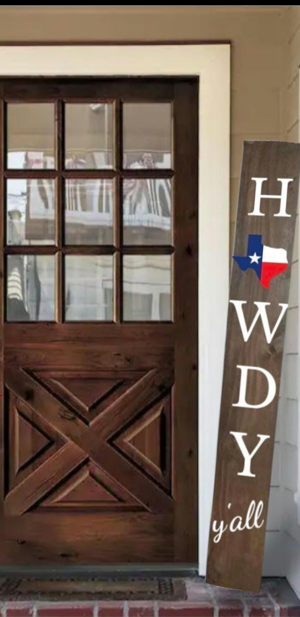 Texas Flag Porch Sign: Howdy Y'all Vertical Patriotic Decor