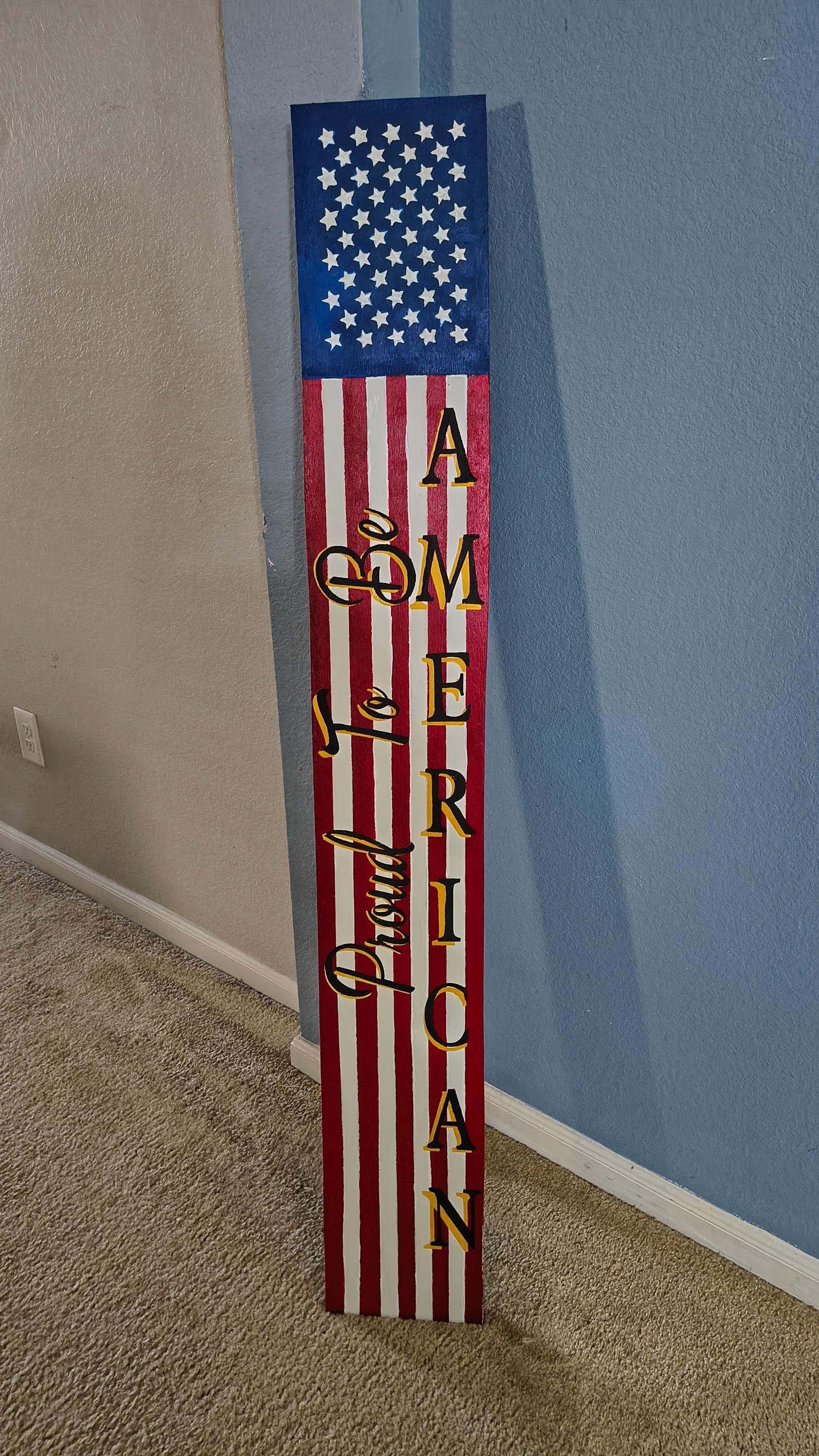 American Flag Porch Sign: Patriotic USA Decor