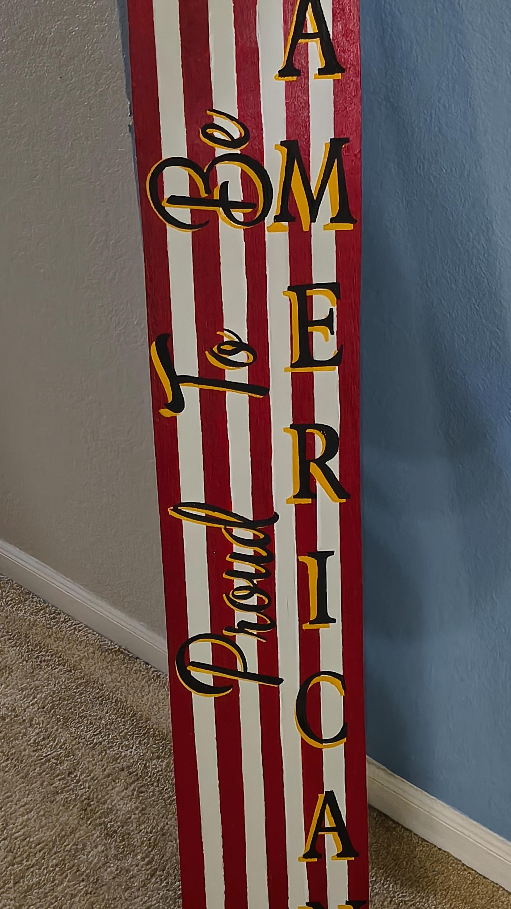 American Flag Porch Sign: Patriotic USA Decor