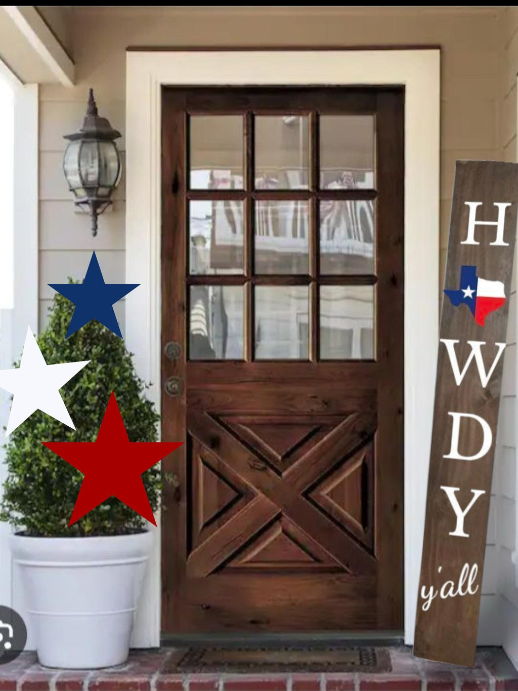 Texas Flag Porch Sign: Howdy Y'all Vertical Patriotic Decor