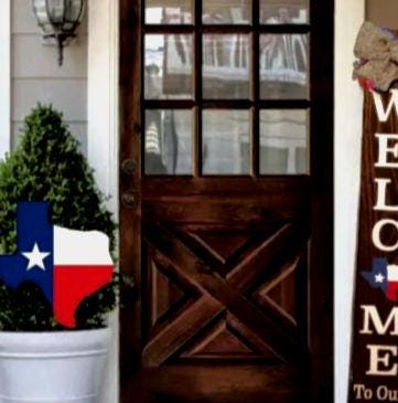 Texas Flag Wooden Yard Art: Large Texas Cutout with Stake