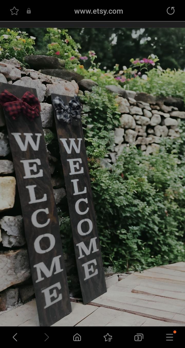 Rustic Welcome Porch Sign with Handtied Burlap Bow