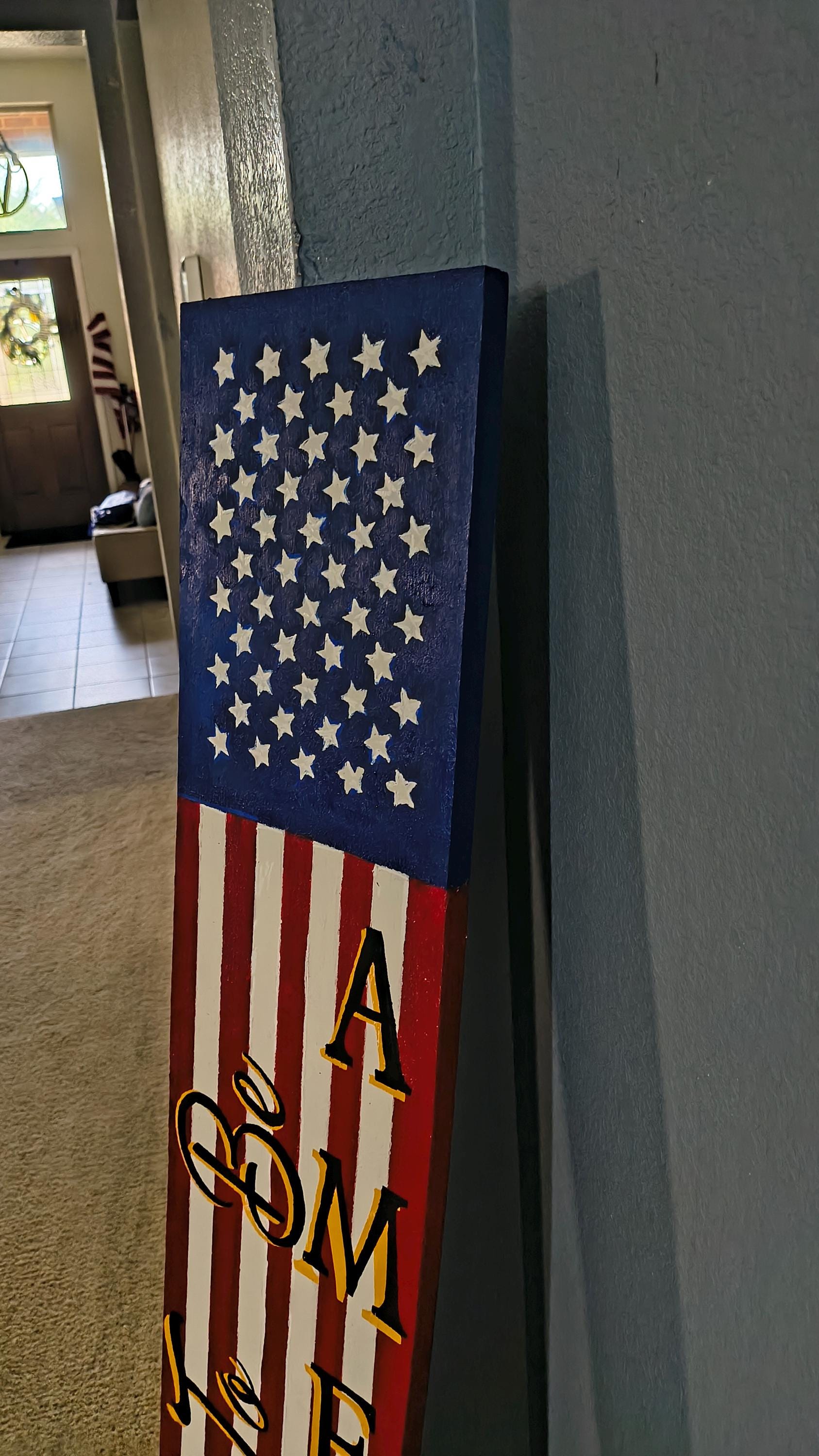 American Flag Porch Sign: Patriotic USA Decor
