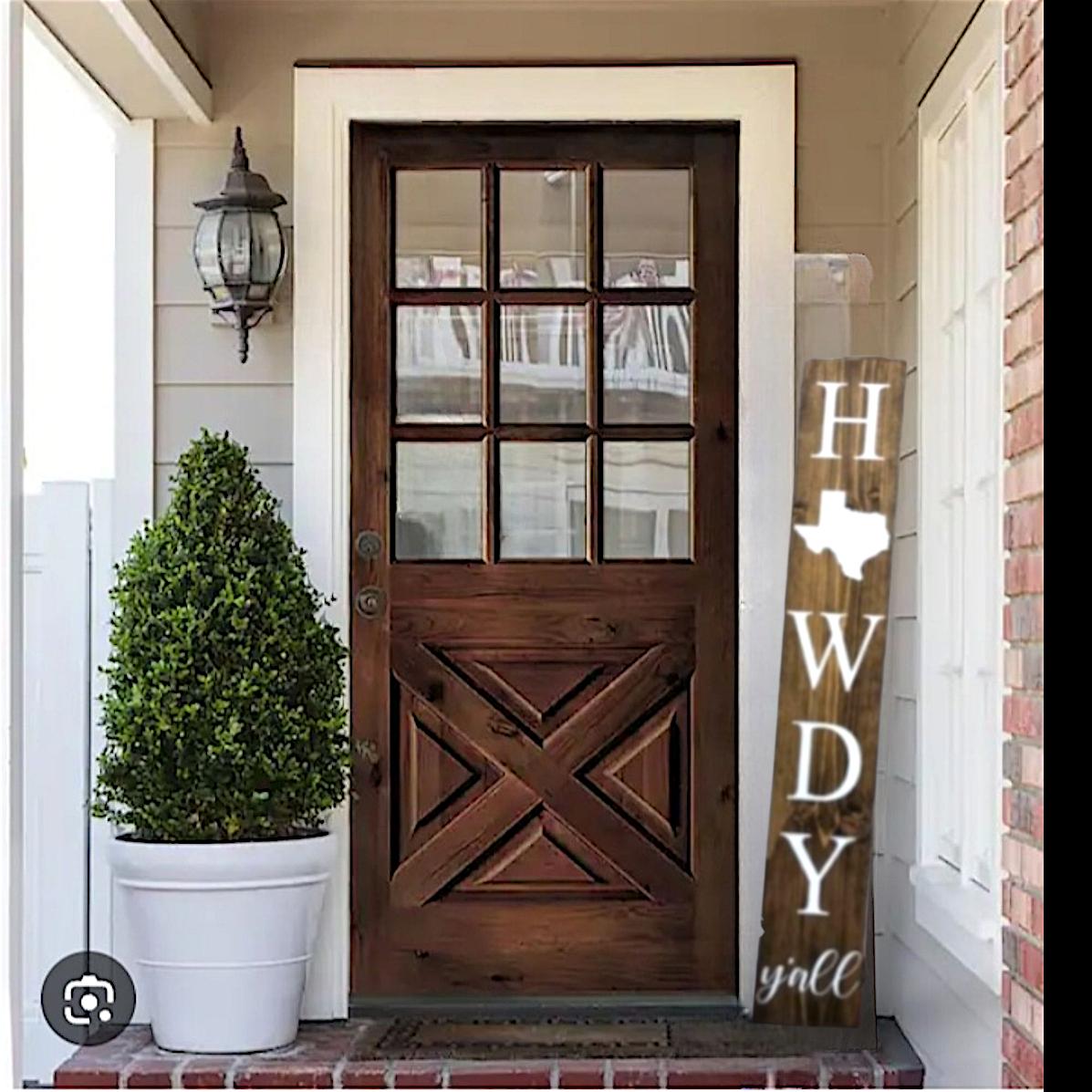 Howdy Y'all Porch Sign: Rustic Texas State Emblem, Weatherproof Wood